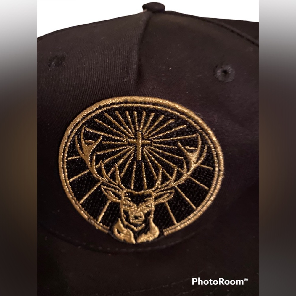 Jagermeister hat, black with gold embroidery.